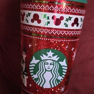 Disney Holiday Tumbler - Red and Green Glitter